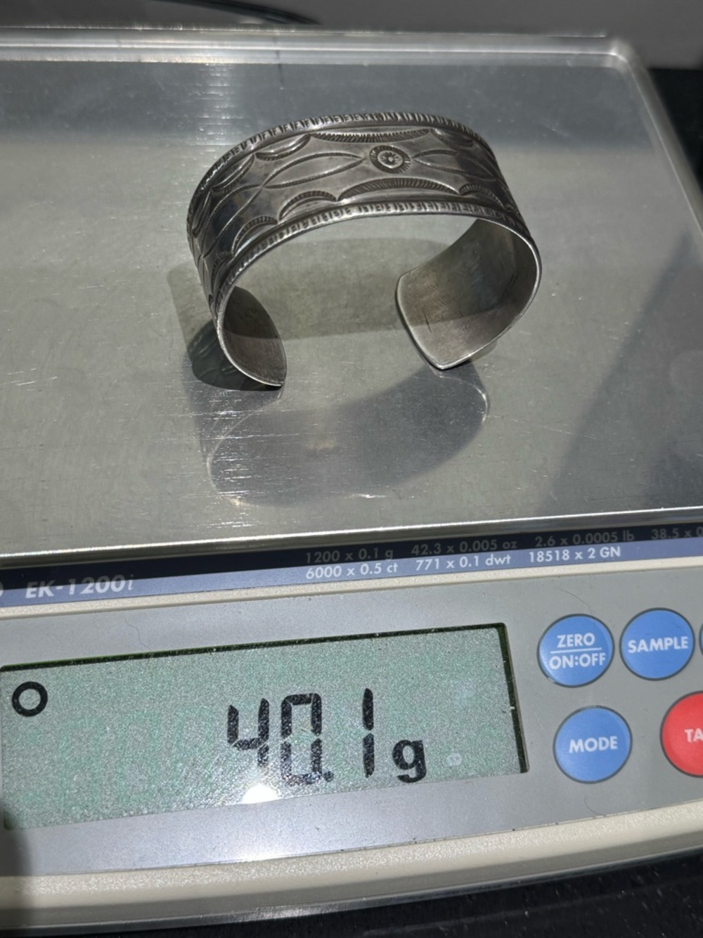 Navajo UITA 36 Stamped Sterling Cuff Bracelet - Picture 7 of 9